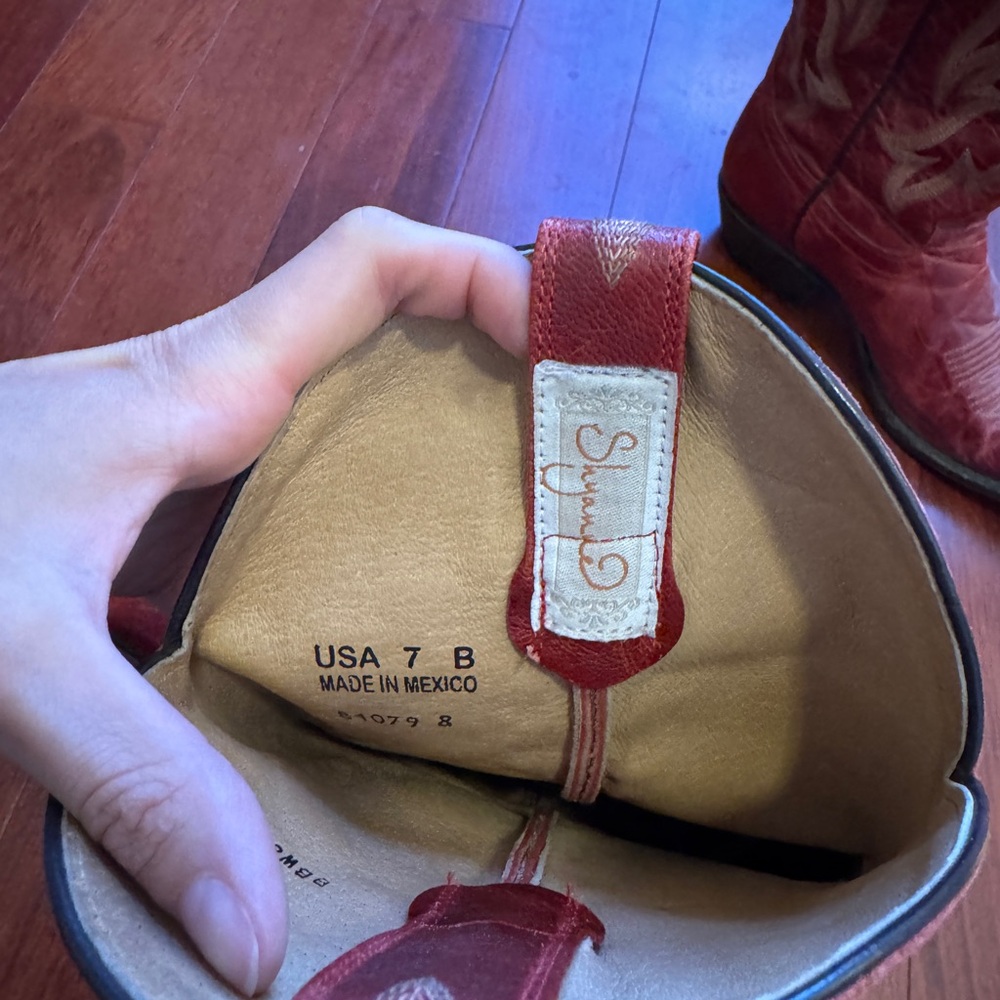 Shyanne Red Leather Western Boots with Cream Pull Tab - Picture 4 of 4